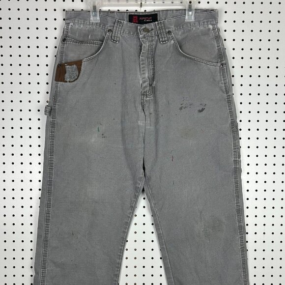 Wrangler Riggs Ripstop Work Wear Pants 34x30 Gray Distressed Worn Skate Y2K - Picture 2 of 9